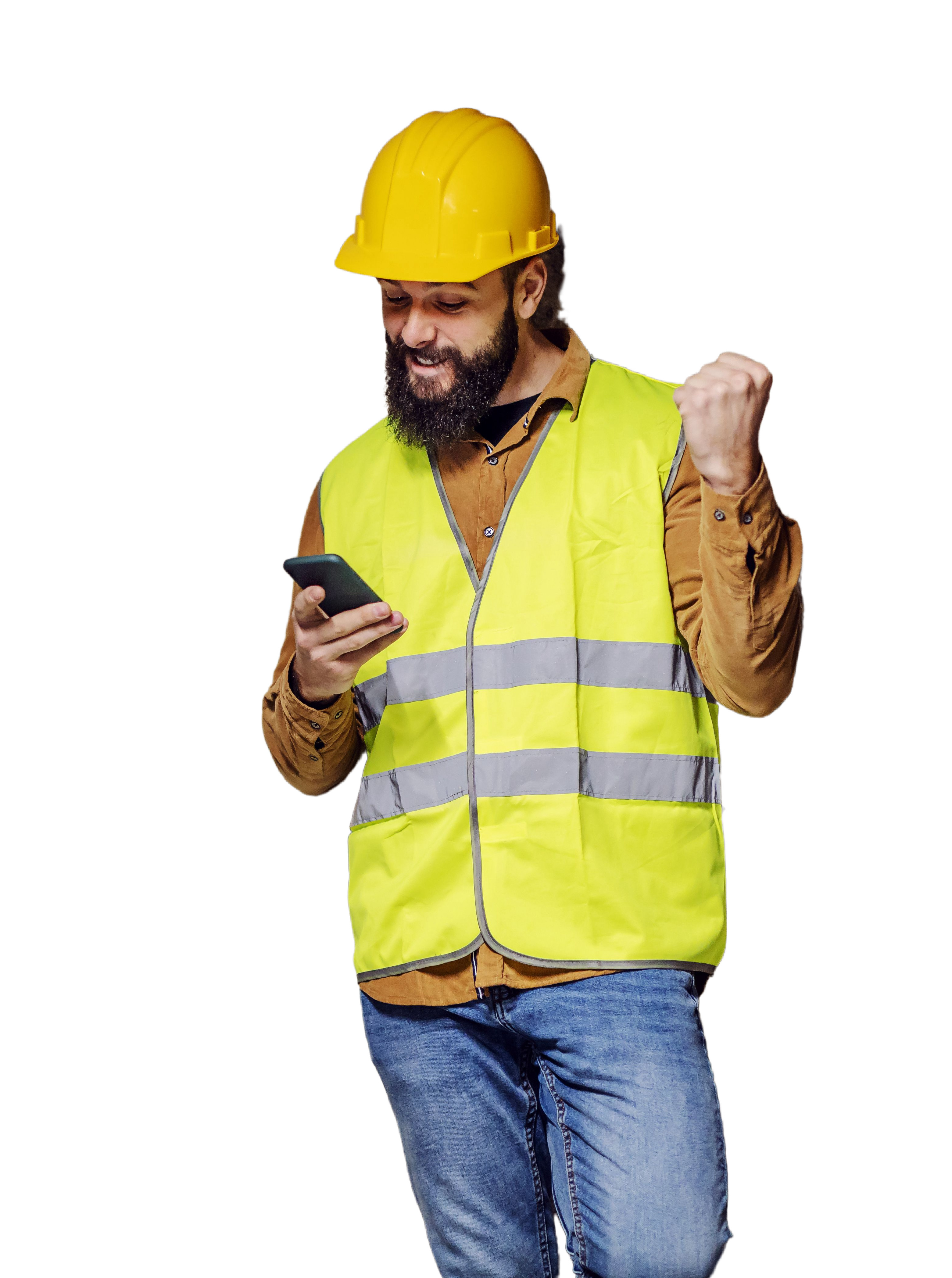 Construction worker happy Construction worker happy
